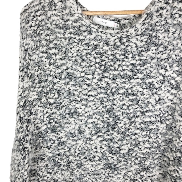 Nordstrom Women’s Lush Fuzzy Chunky Pullover Crewneck Grey Long Sleeve Sweater - Picture 5 of 16